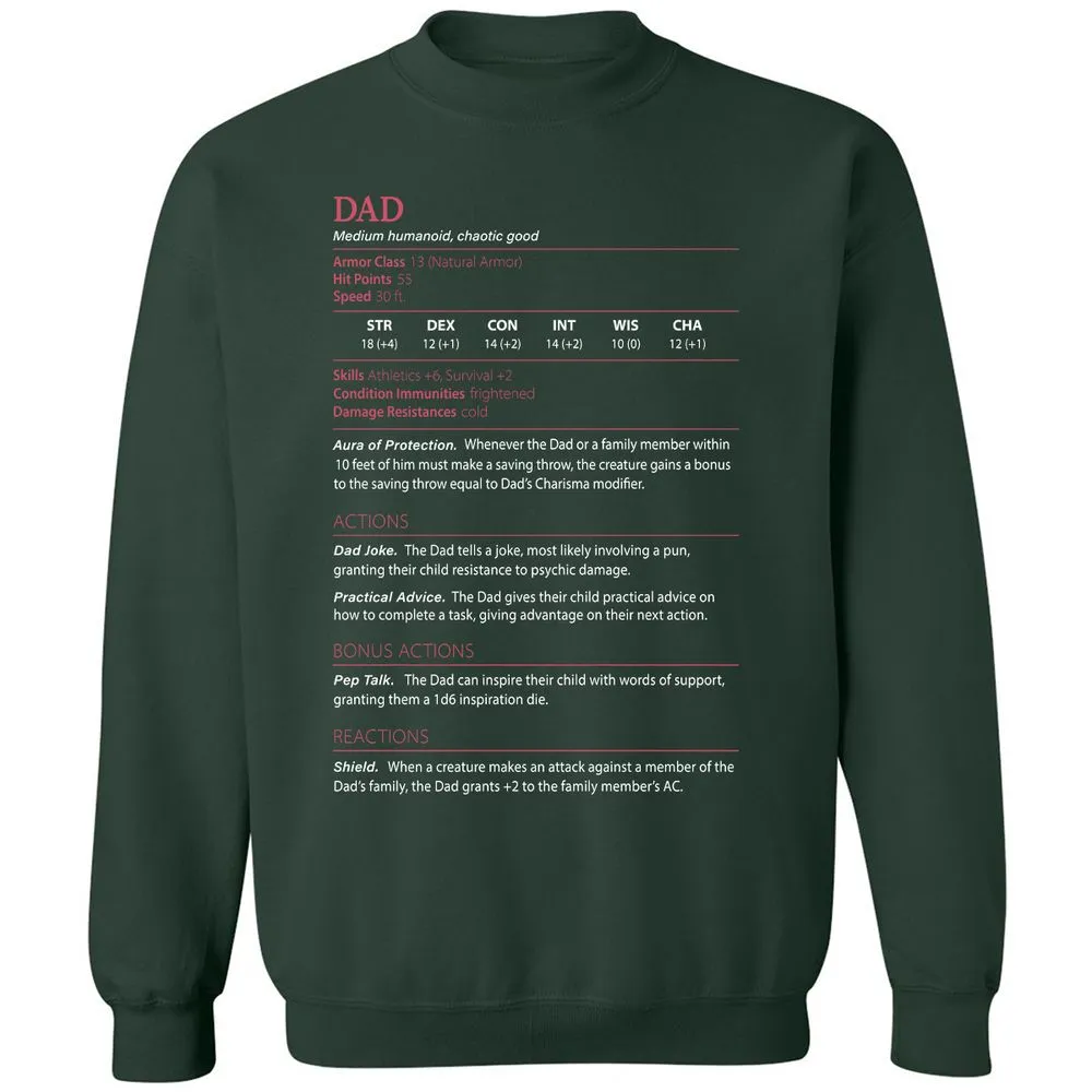 Dad Stats Classic Unisex Sweatshirt - Forest Green - 4