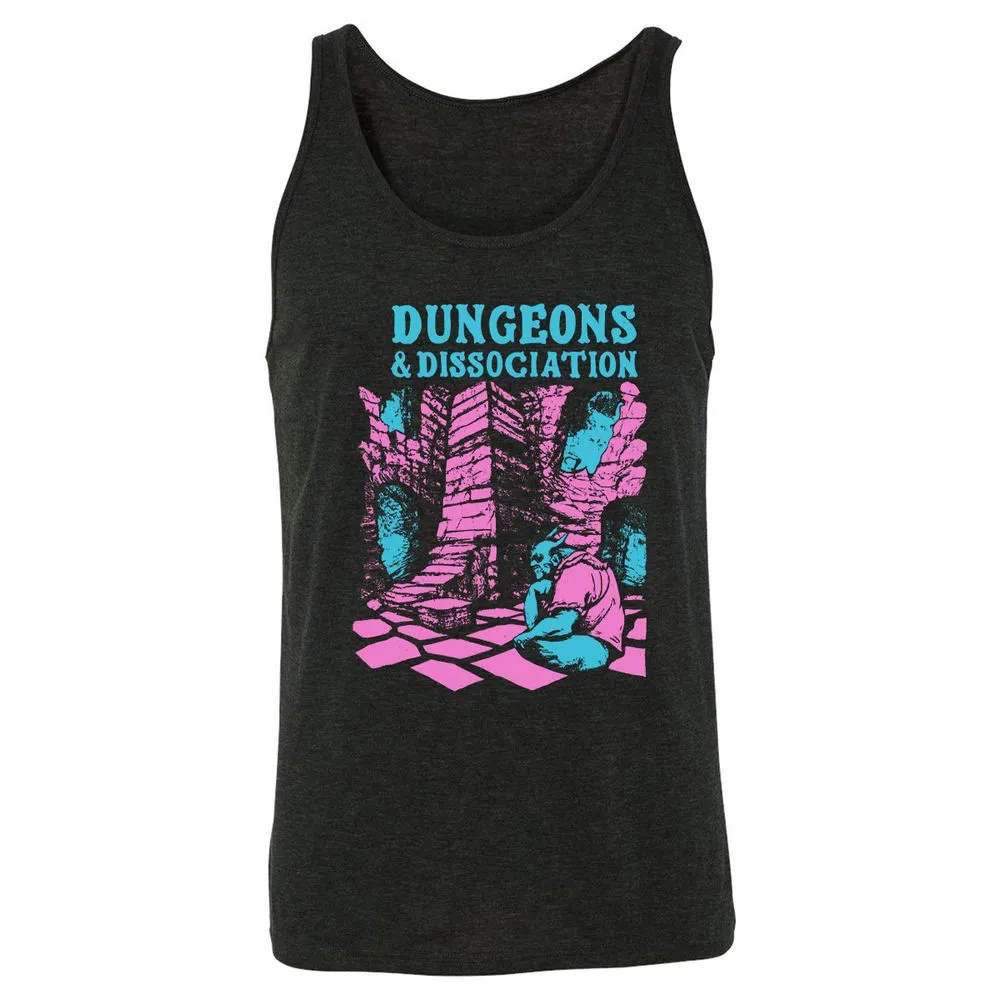 Dungeons And Dissociation Unisex Jersey Tank - Charcoal Black Triblend - 5