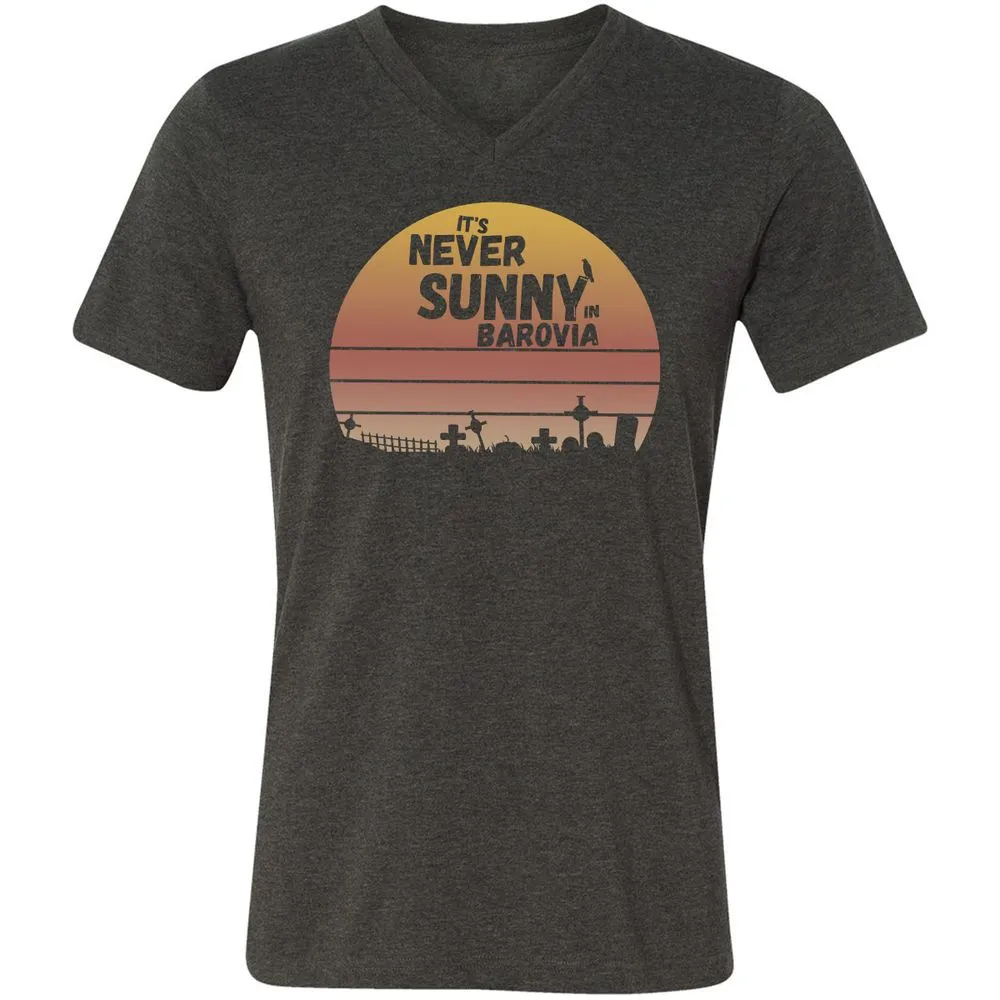 Vintage It's Never Sunny In Barovia Unisex V-Neck T-Shirt - Dark Grey Heather - 8
