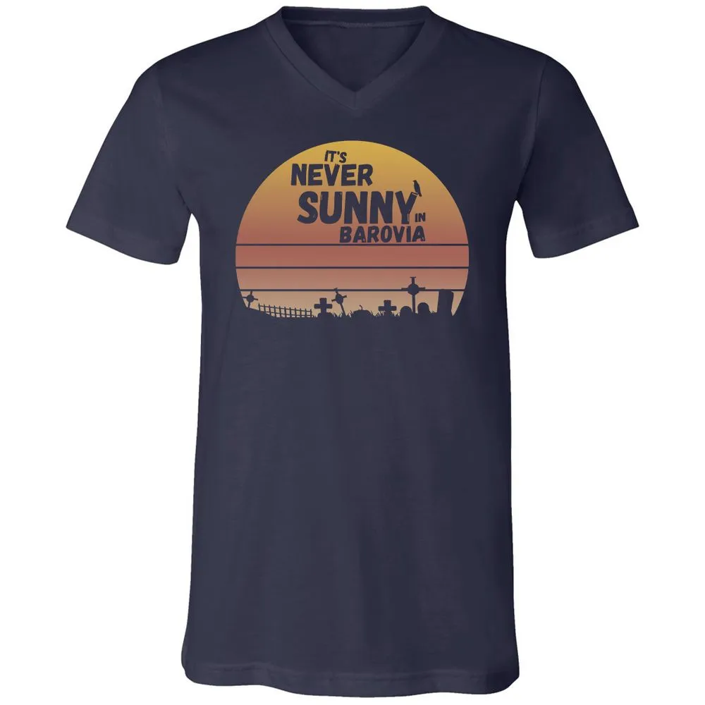Vintage It's Never Sunny In Barovia Unisex V-Neck T-Shirt - Navy - 2