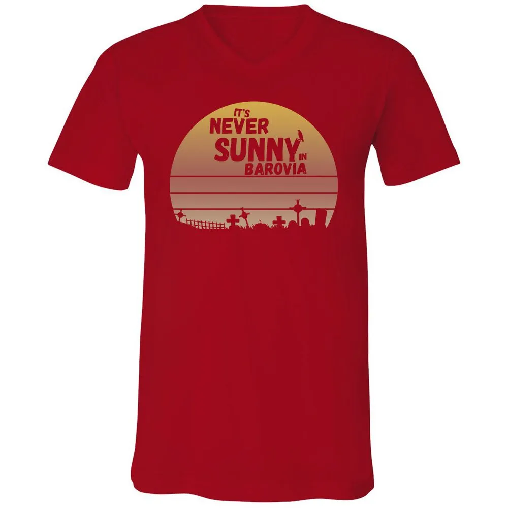 Vintage It's Never Sunny In Barovia Unisex V-Neck T-Shirt - Red - 3
