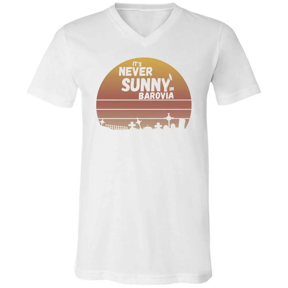Vintage It's Never Sunny In Barovia Unisex V-Neck T-Shirt - White - 5