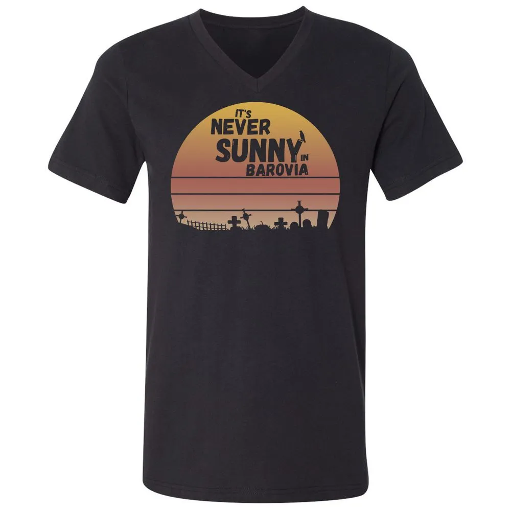 Vintage It's Never Sunny In Barovia Unisex V-Neck T-Shirt - Black - 1