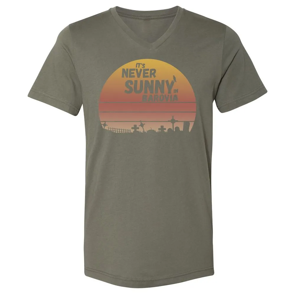 Vintage It's Never Sunny In Barovia Unisex V-Neck T-Shirt - Military Green - 10