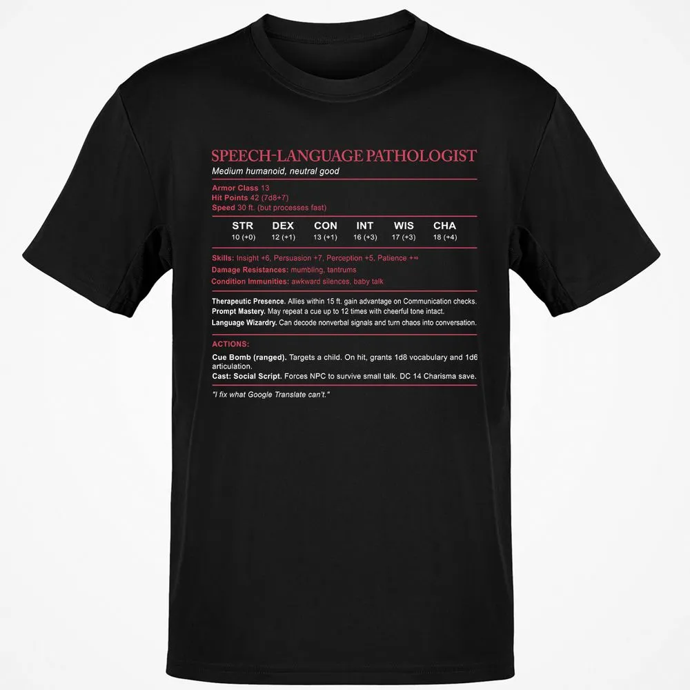 Speech Language Pathologist Stats Classic Unisex T-Shirt - Black - 1