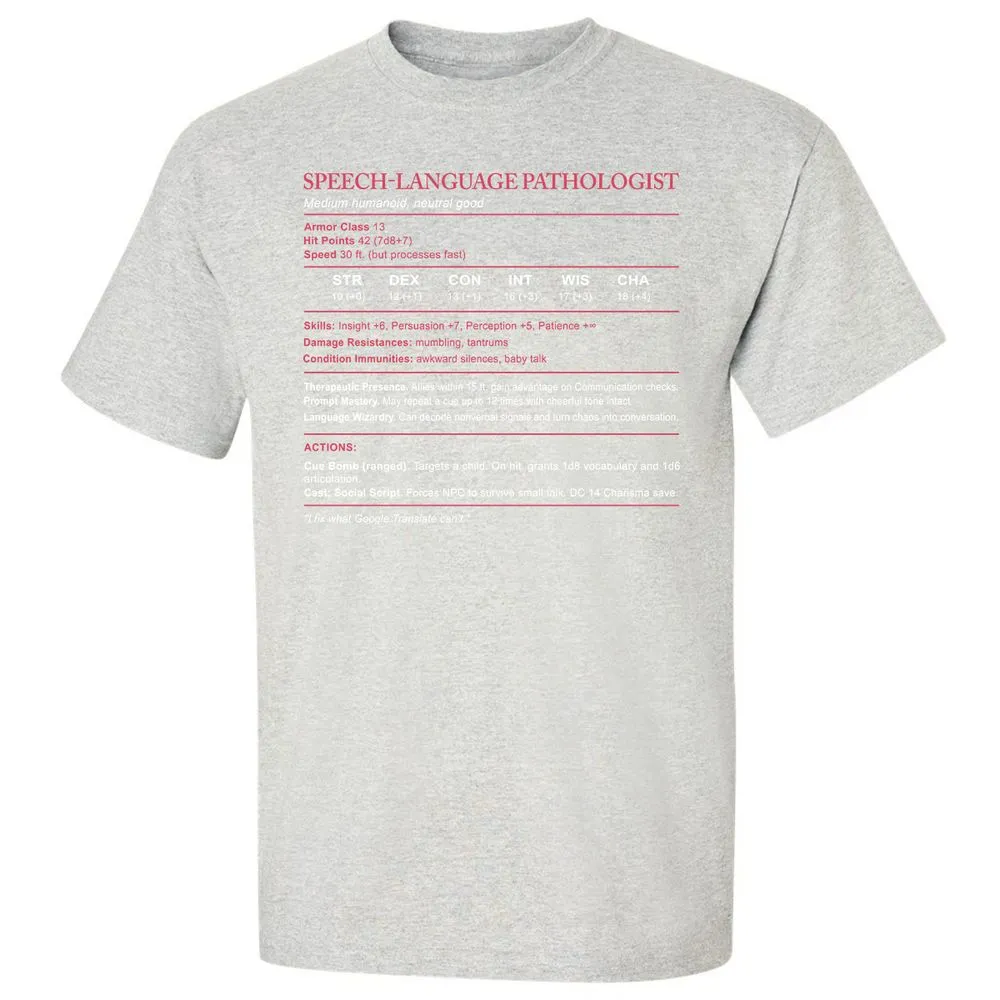 Speech Language Pathologist Stats Classic Unisex T-Shirt - Ash - 2