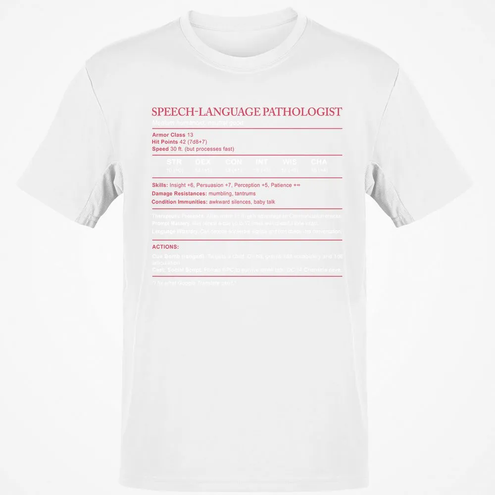 Speech Language Pathologist Stats Classic Unisex T-Shirt - White - 12