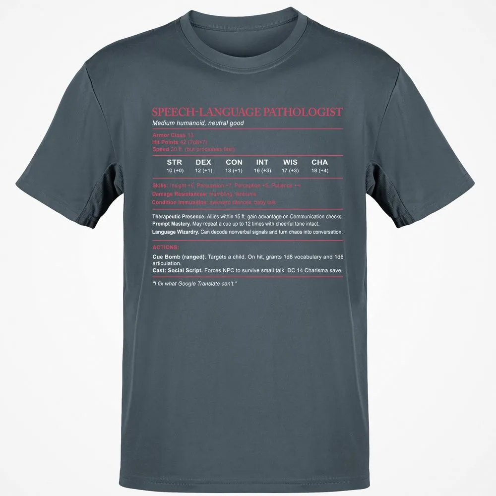 Speech Language Pathologist Stats Classic Unisex T-Shirt - Charcoal - 3
