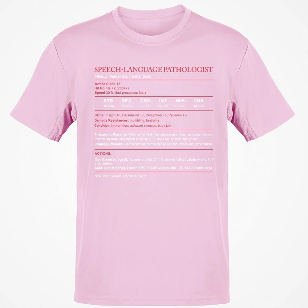 Speech Language Pathologist Stats Classic Unisex T-Shirt - Light Pink - 5