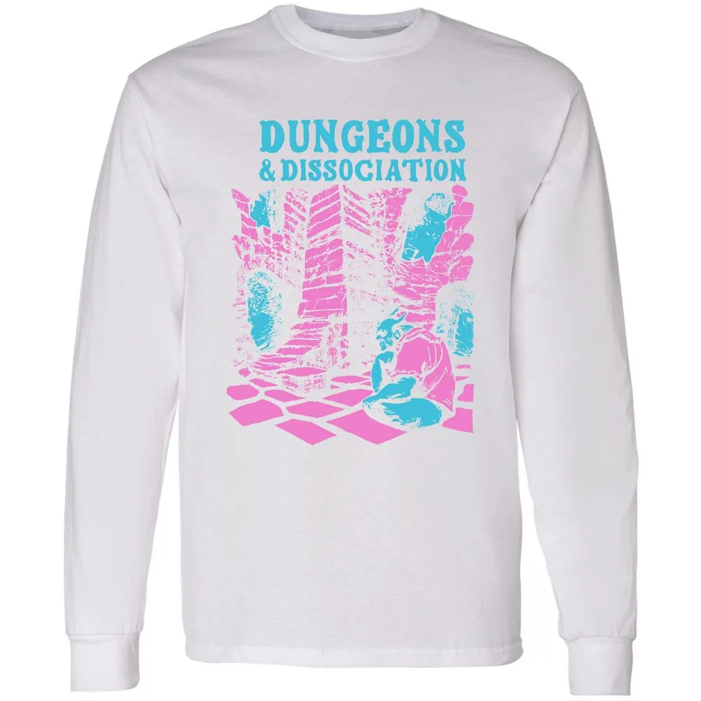 Dungeons And Dissociation Long Sleeve T-Shirt - White - 5
