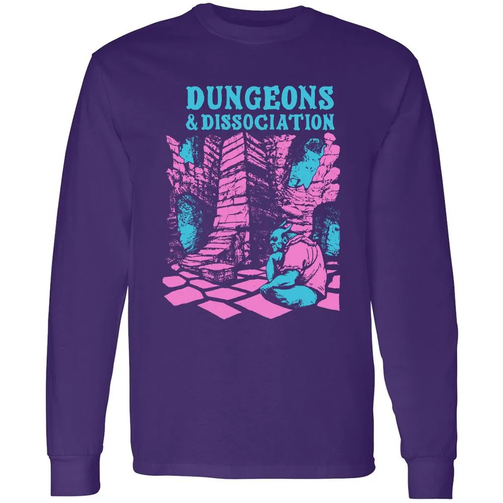Dungeons And Dissociation Long Sleeve T-Shirt - Purple - 13