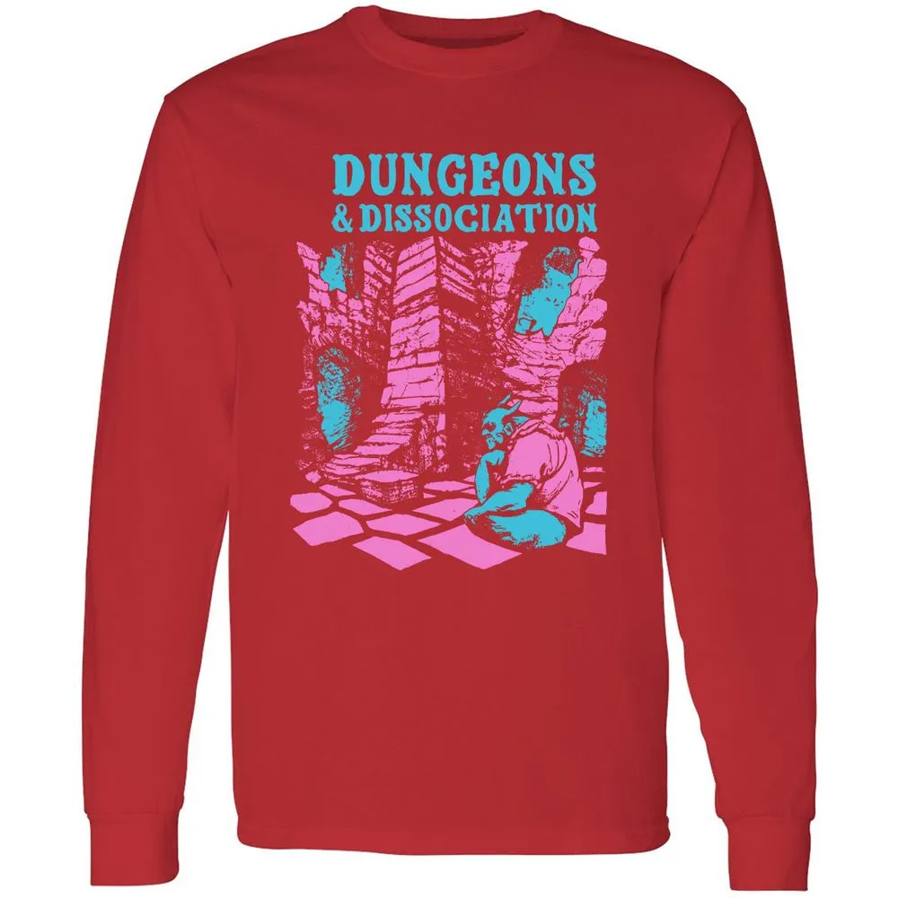 Dungeons And Dissociation Long Sleeve T-Shirt - Red - 14