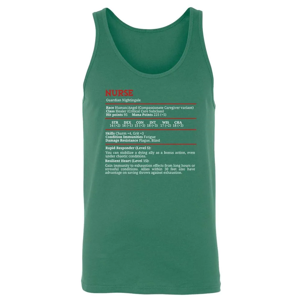 Nurse Stats Unisex Jersey Tank - Kelly - 9
