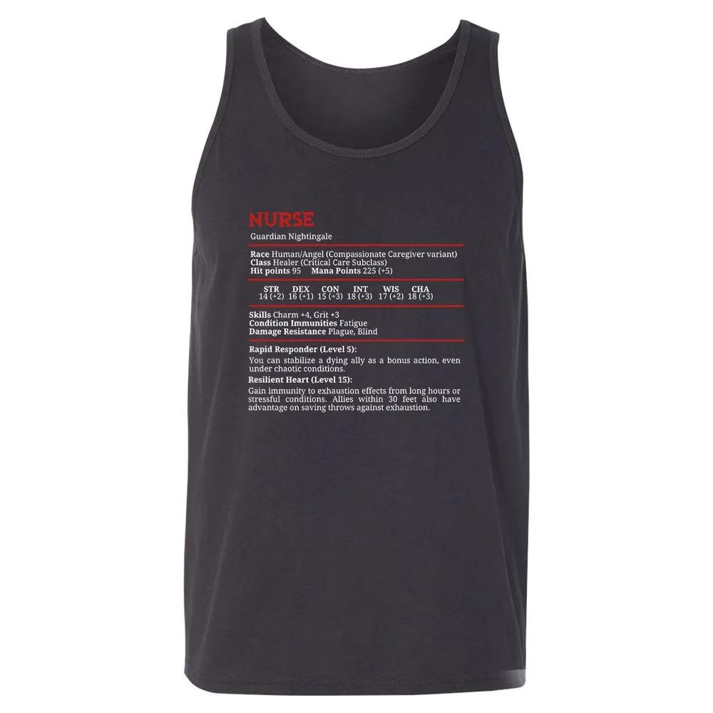 Nurse Stats Unisex Jersey Tank - Dark Grey - 7