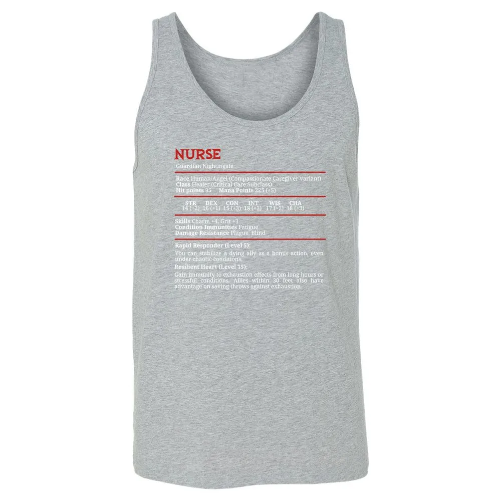 Nurse Stats Unisex Jersey Tank - Athletic Heather - 4