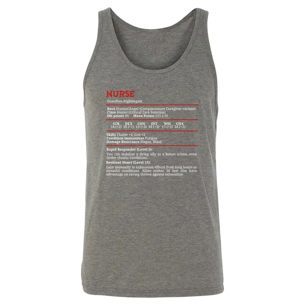 Nurse Stats Unisex Jersey Tank - Grey Triblend - 8