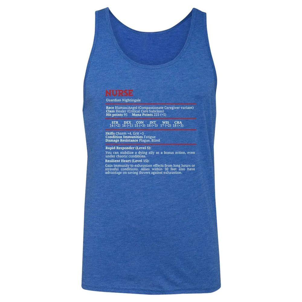 Nurse Stats Unisex Jersey Tank - True Royal Triblend - 12