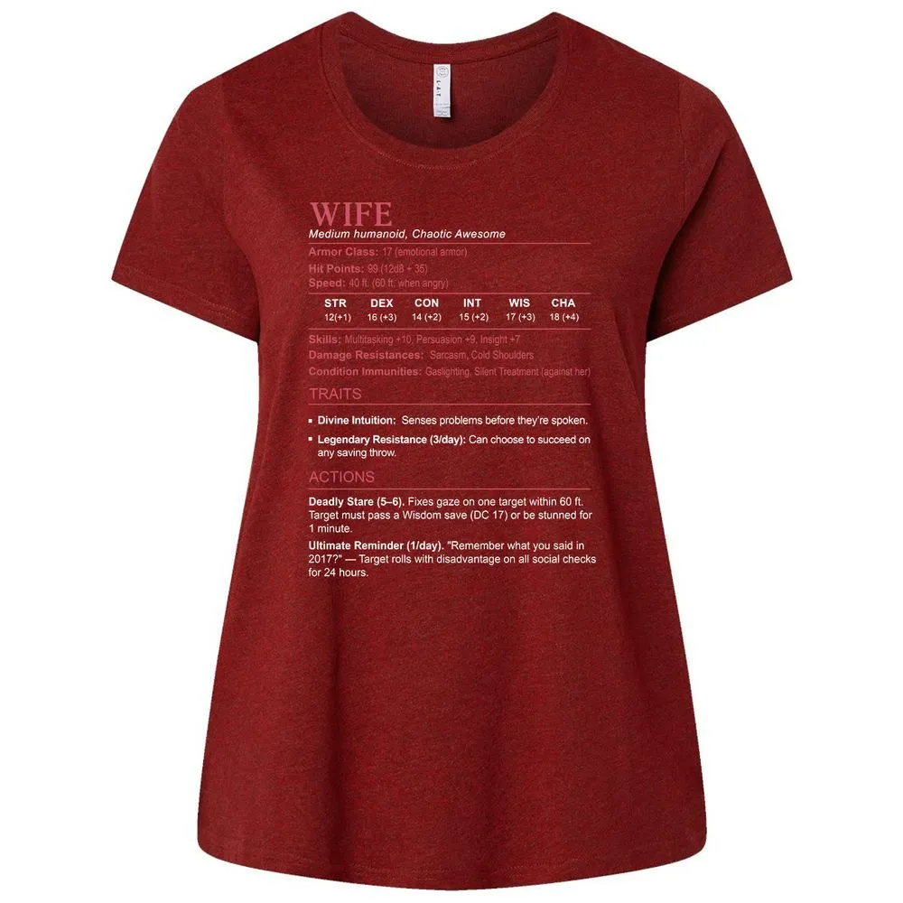 Wife Stats Ladies Curvy Jersey - Cardinal - 10