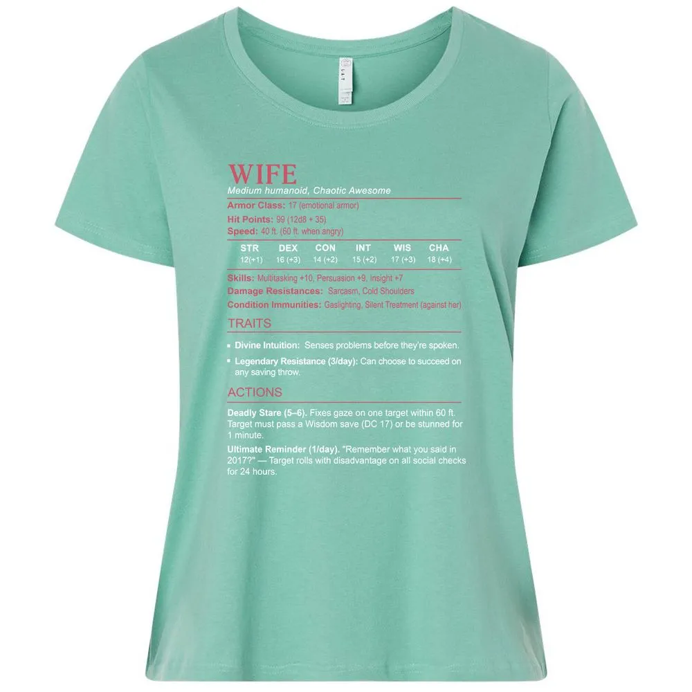 Wife Stats Ladies Curvy Jersey - Saltwater - 7