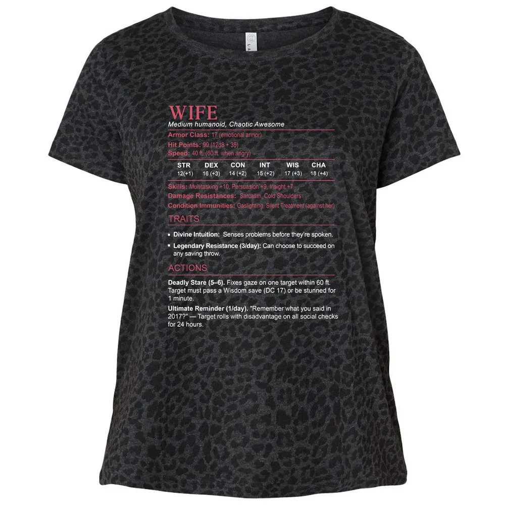 Wife Stats Ladies Curvy Jersey - Black Leopard - 11