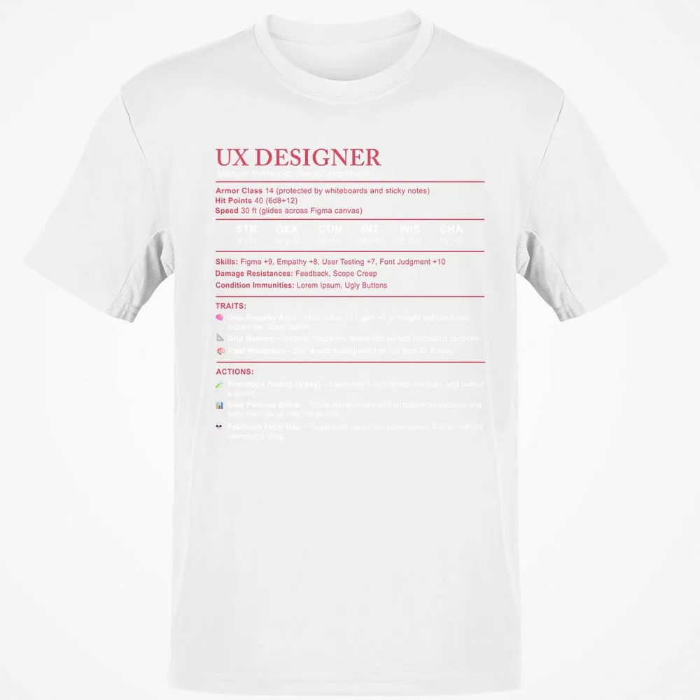 UX Designer Stats Classic Unisex T-Shirt - White - 12