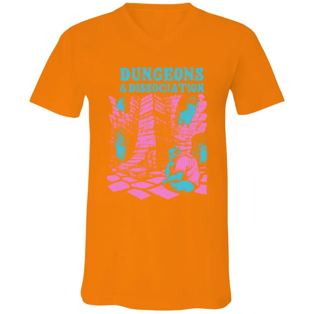 Dungeons And Dissociation Unisex V-Neck T-Shirt - Orange - 11