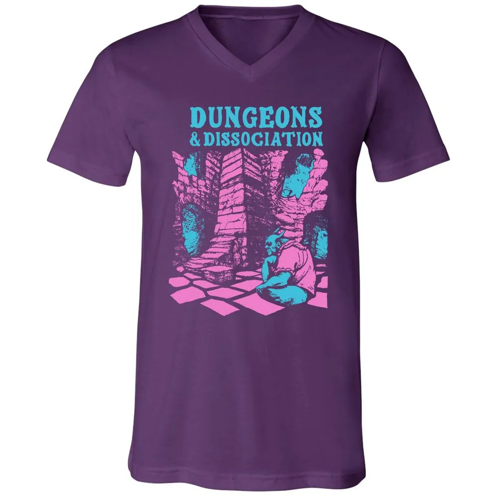 Dungeons And Dissociation Unisex V-Neck T-Shirt - Team Purple - 9