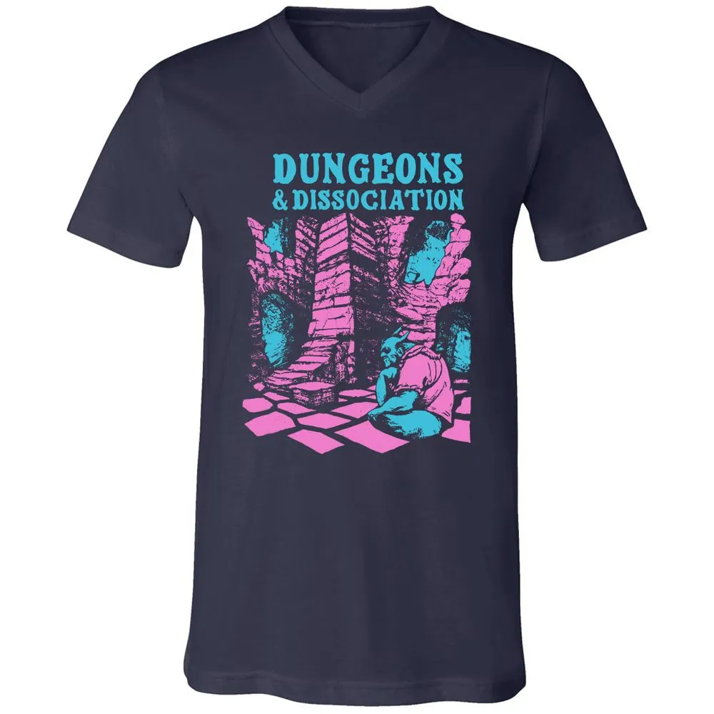 Dungeons And Dissociation Unisex V-Neck T-Shirt - Navy - 2