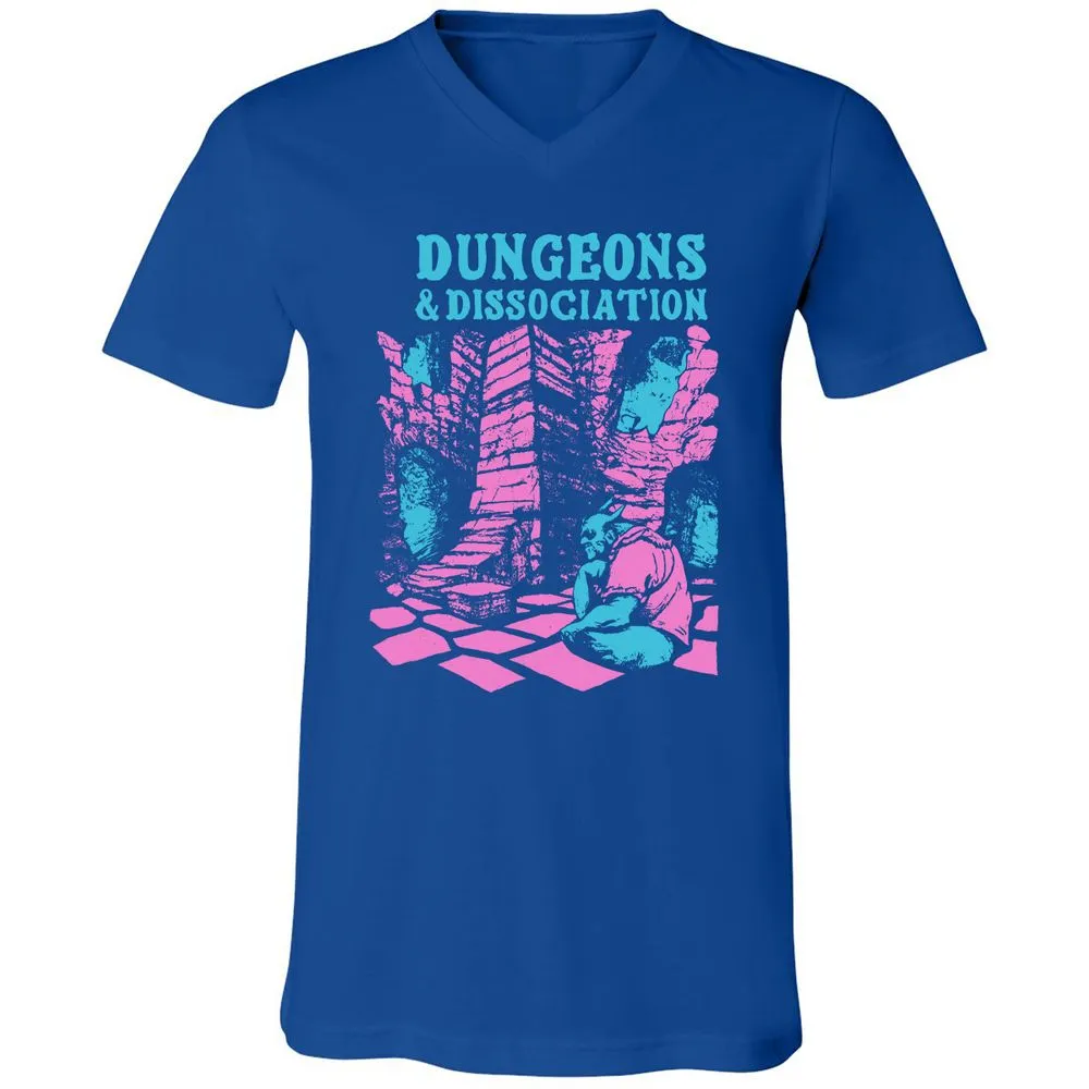 Dungeons And Dissociation Unisex V-Neck T-Shirt - True Royal - 4