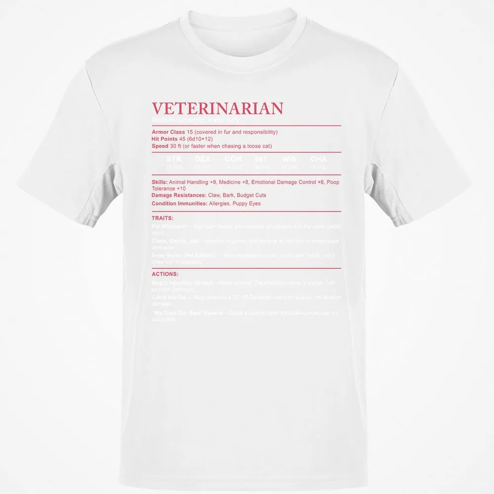 Veterinarian Stats Classic Unisex T-Shirt - White - 12