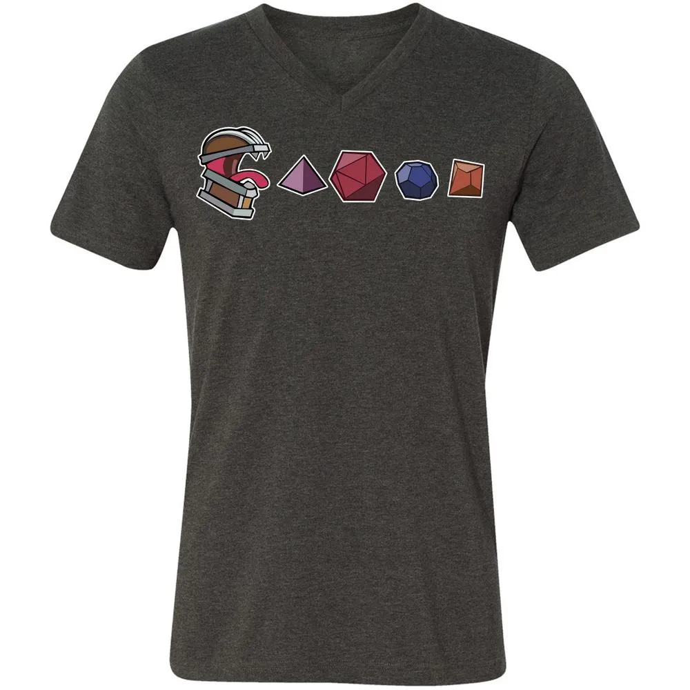 Mimic And Dices Unisex V-Neck T-Shirt - Dark Grey Heather - 8