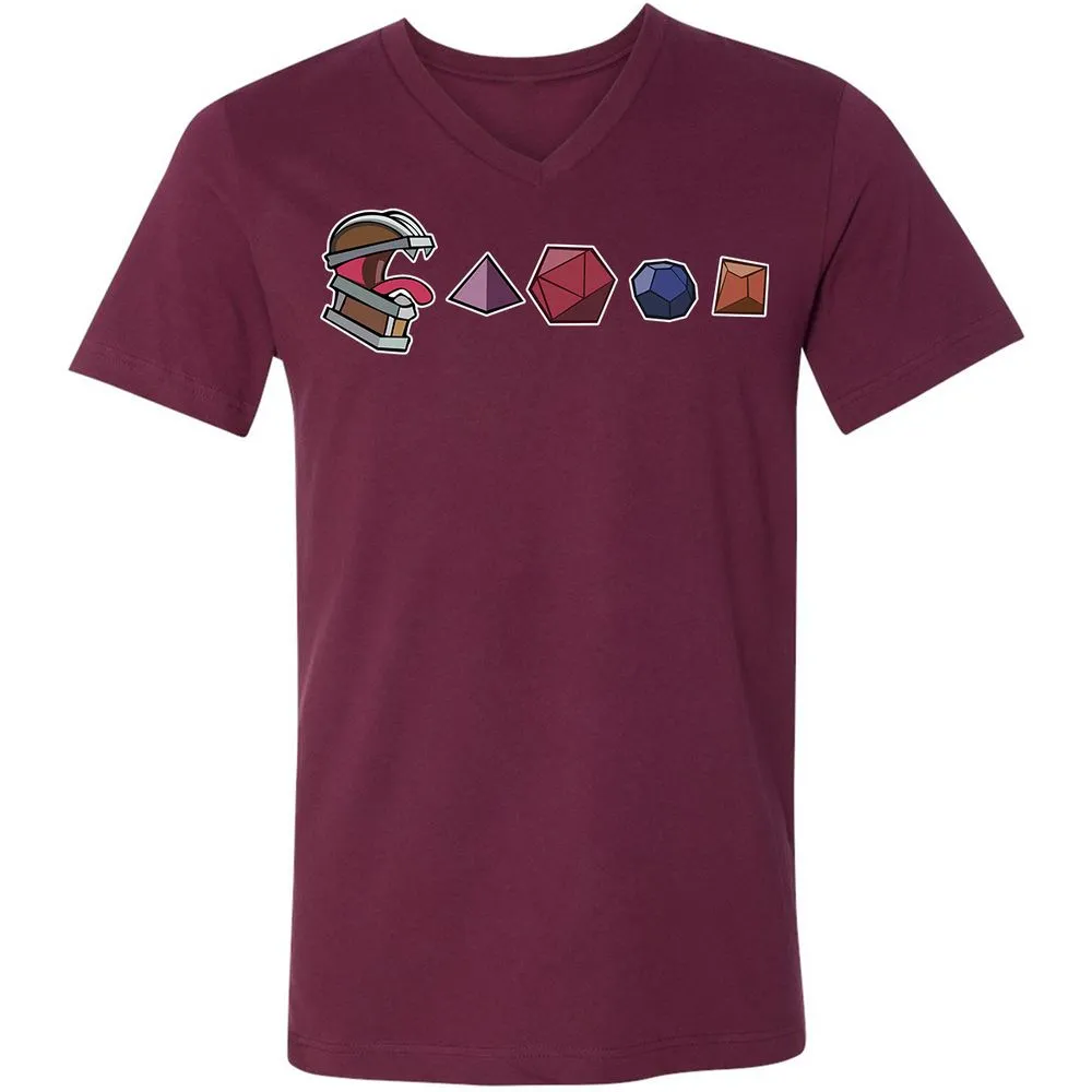 Mimic And Dices Unisex V-Neck T-Shirt - Maroon - 6