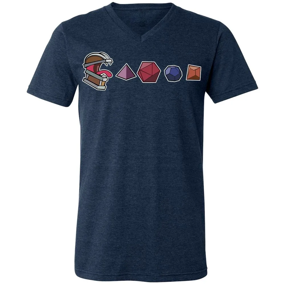Mimic And Dices Unisex V-Neck T-Shirt - Heather Navy - 15
