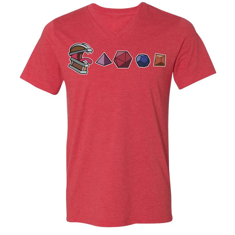 Mimic And Dices Unisex V-Neck T-Shirt - Heather Red - 16