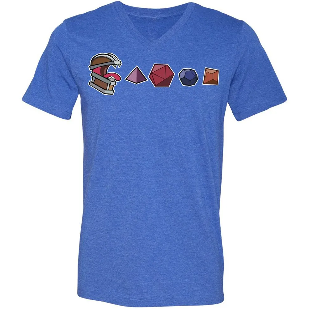 Mimic And Dices Unisex V-Neck T-Shirt - Heather True Royal - 14