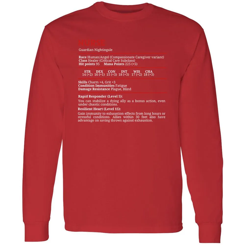 Nurse Stats Long Sleeve T-Shirt - Red - 14