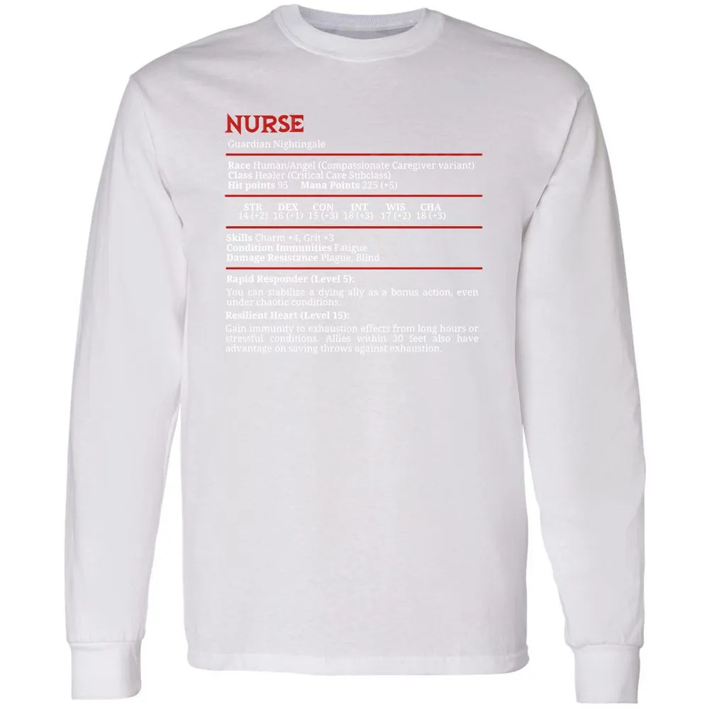 Nurse Stats Long Sleeve T-Shirt - White - 5