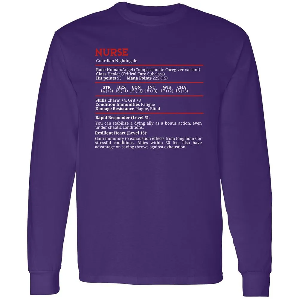 Nurse Stats Long Sleeve T-Shirt - Purple - 13
