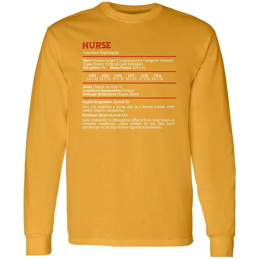 Nurse Stats Long Sleeve T-Shirt - Gold - 9