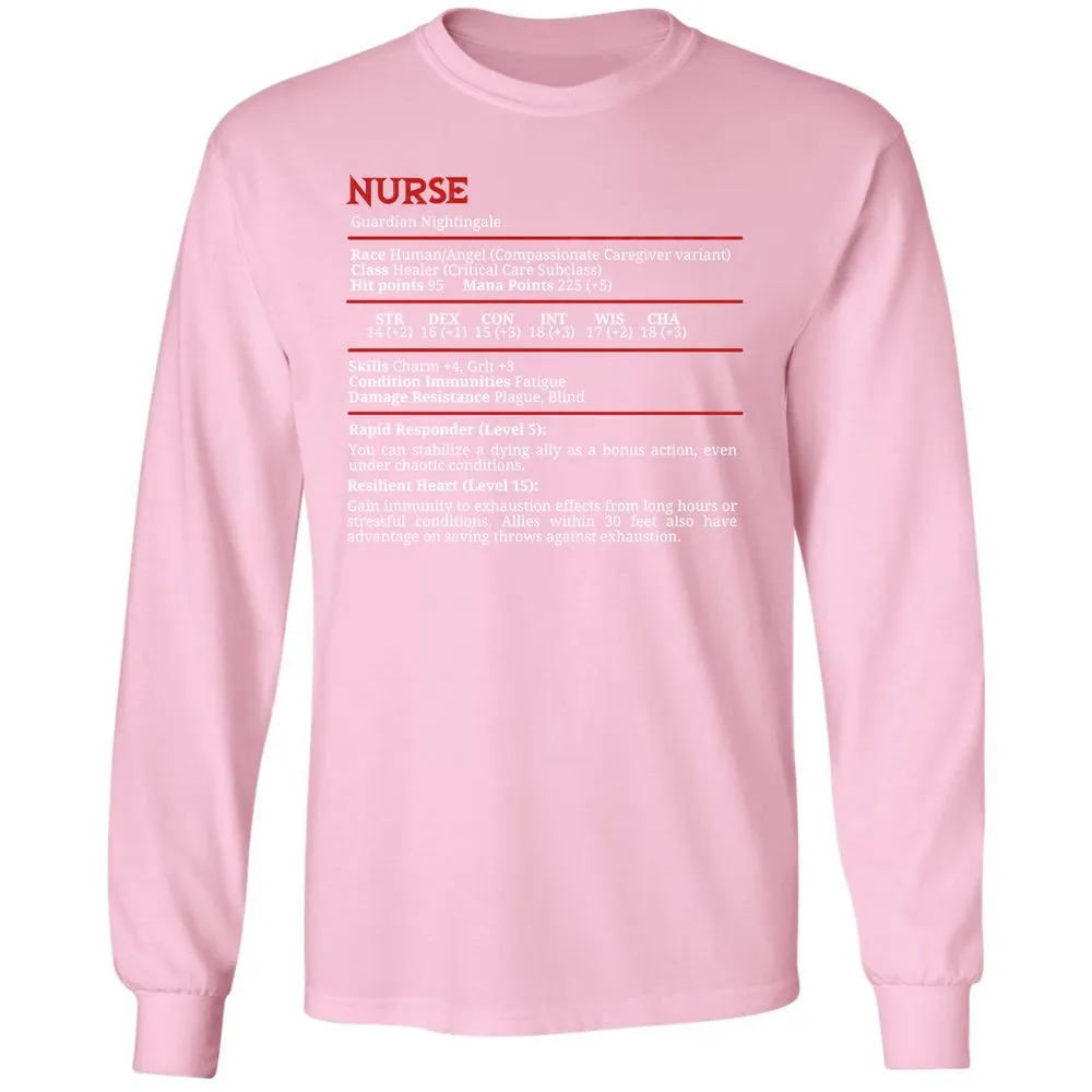 Nurse Stats Long Sleeve T-Shirt - Light Pink - 3