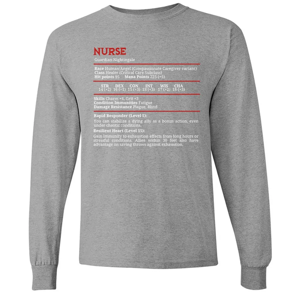 Nurse Stats Long Sleeve T-Shirt - Graphite Heather - 6