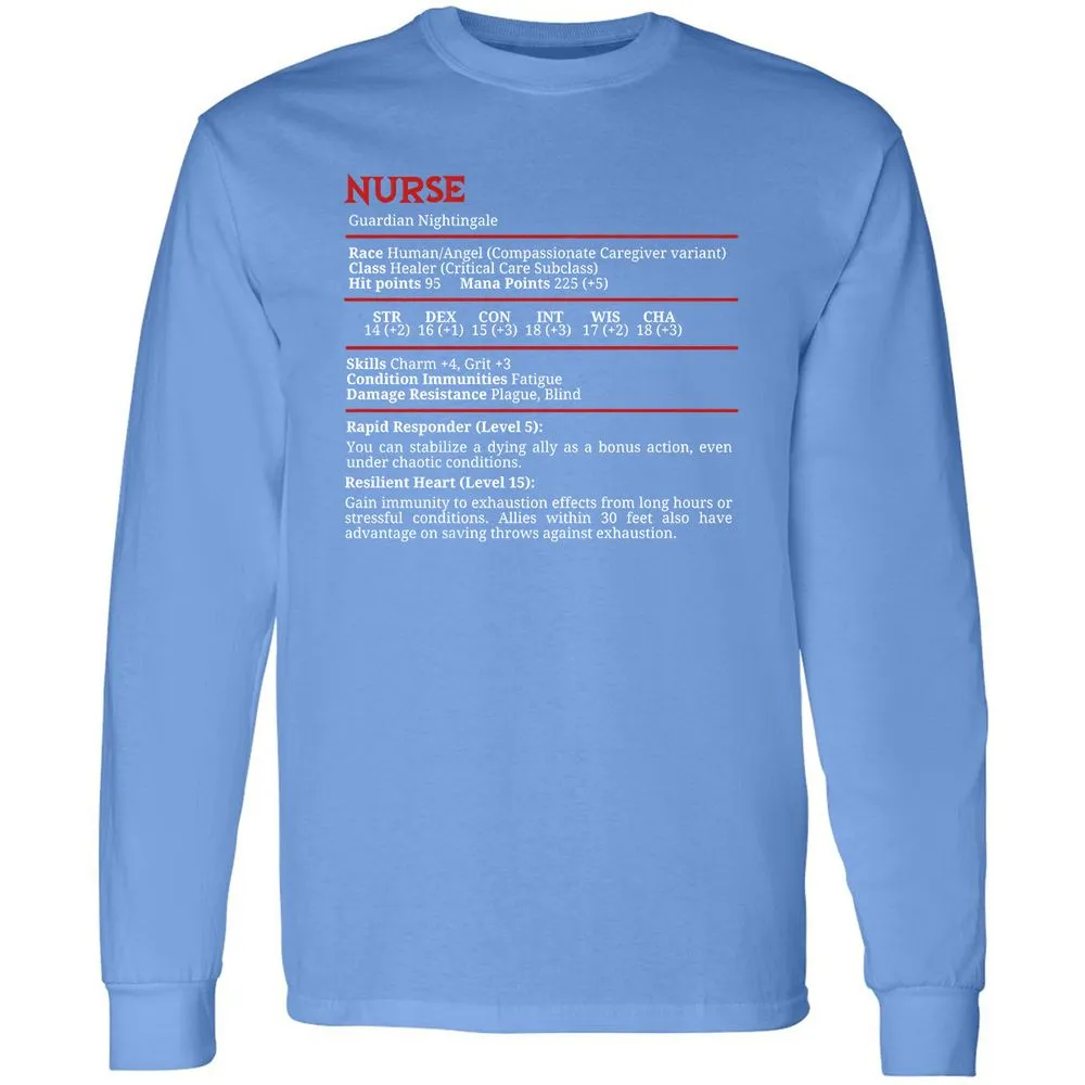 Nurse Stats Long Sleeve T-Shirt - Carolina Blue - 12
