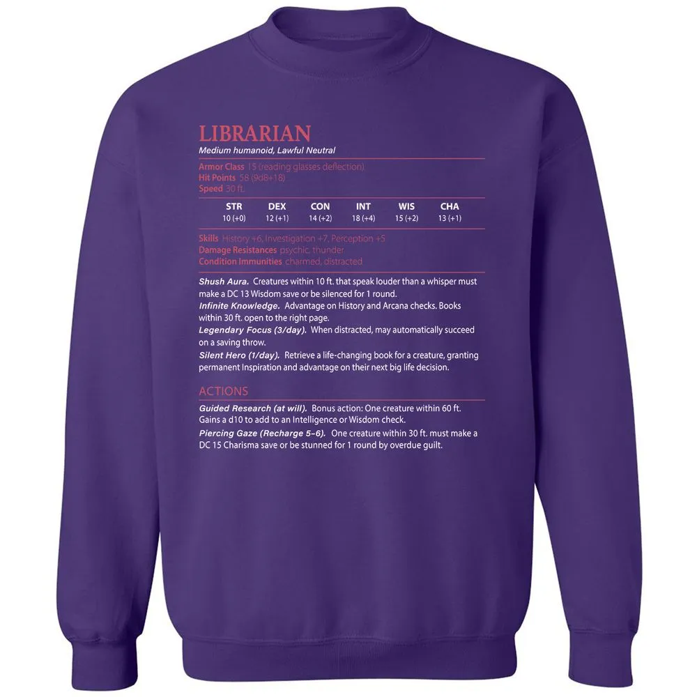 Librarian Stats Classic Unisex Sweatshirt - Purple - 6