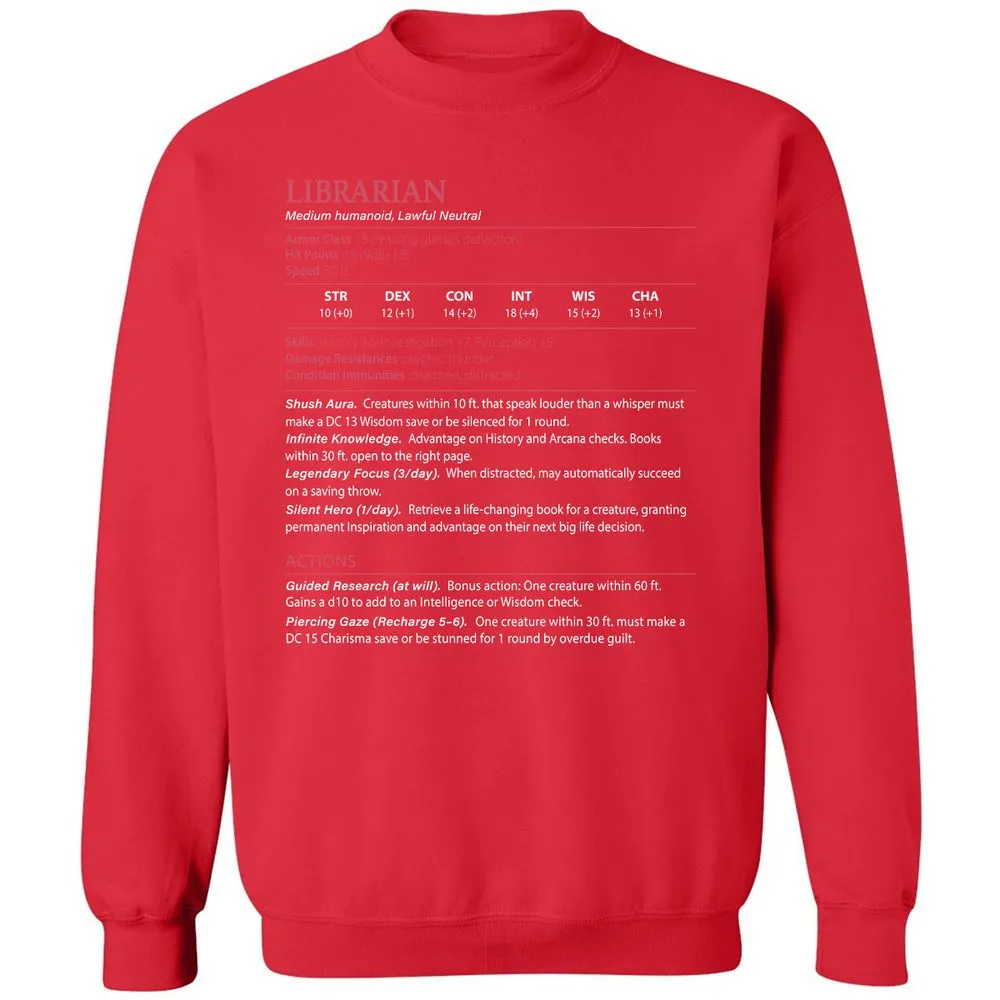 Librarian Stats Classic Unisex Sweatshirt - Red - 5