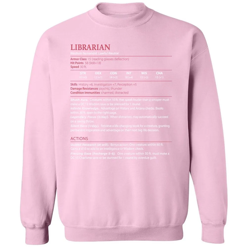 Librarian Stats Classic Unisex Sweatshirt - Light Pink - 3
