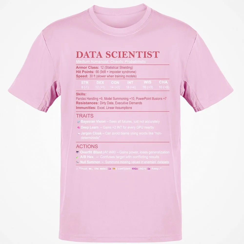 Data Scientist Stats Classic Unisex T-Shirt - Light Pink - 5