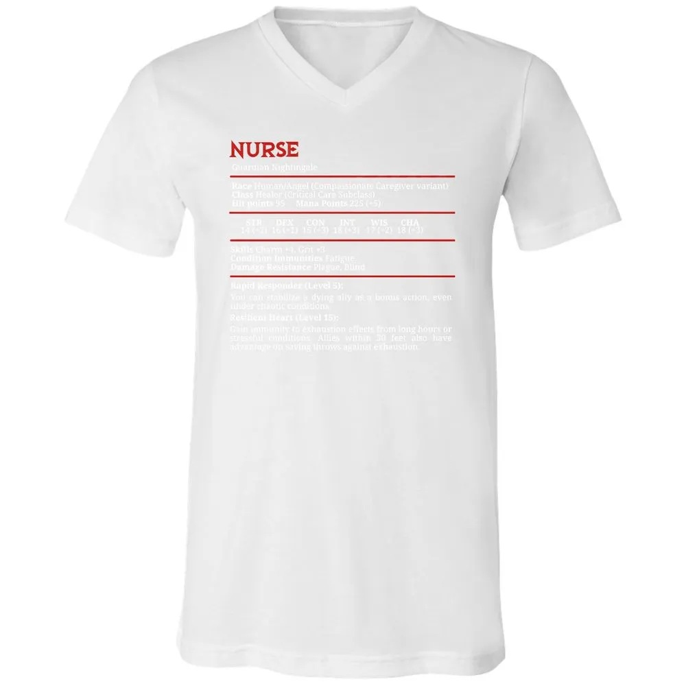 Nurse Stats Unisex V-Neck T-Shirt - White - 5