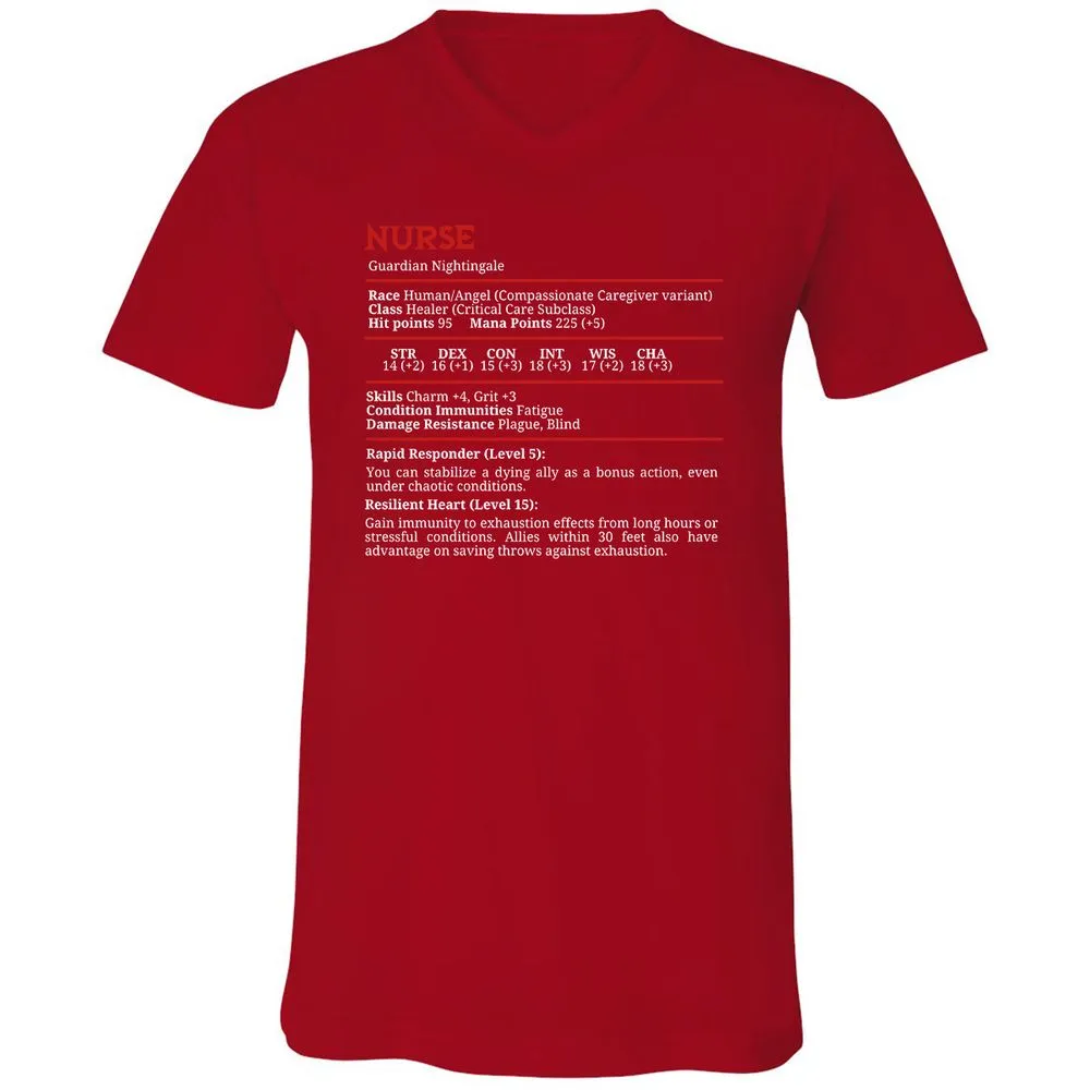 Nurse Stats Unisex V-Neck T-Shirt - Red - 3