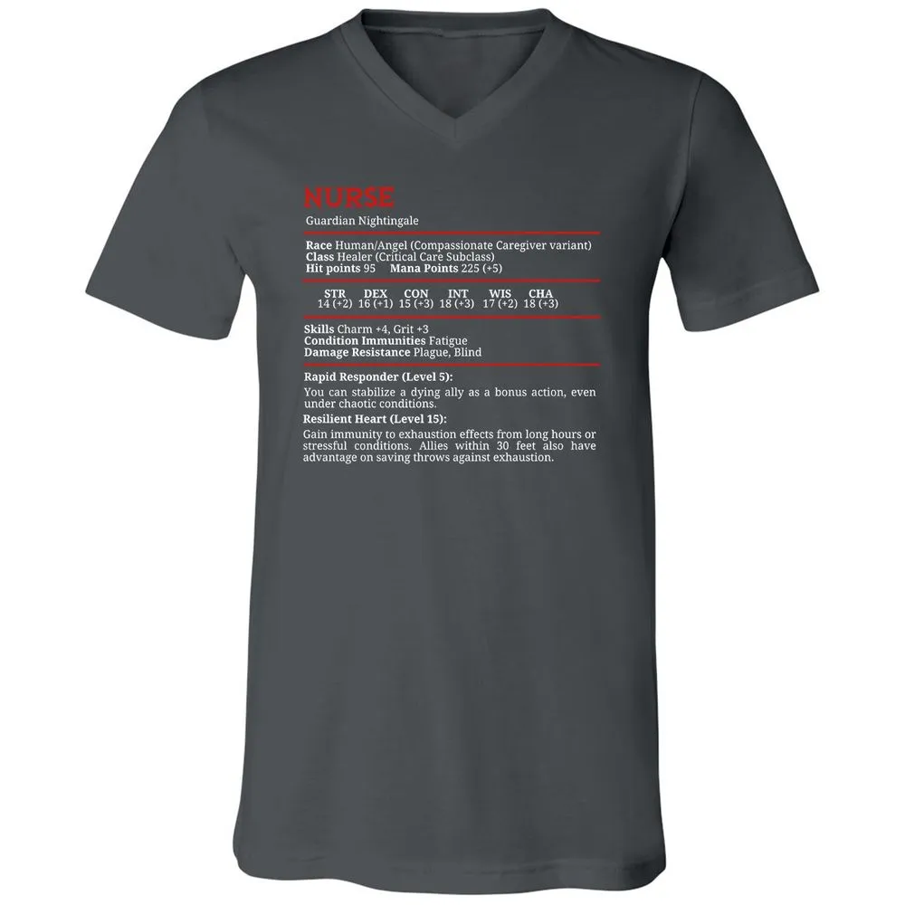 Nurse Stats Unisex V-Neck T-Shirt - Asphalt - 12
