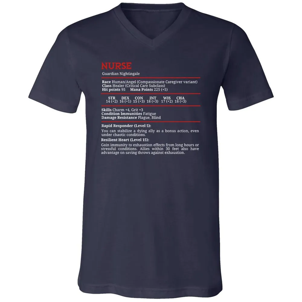 Nurse Stats Unisex V-Neck T-Shirt - Navy - 2